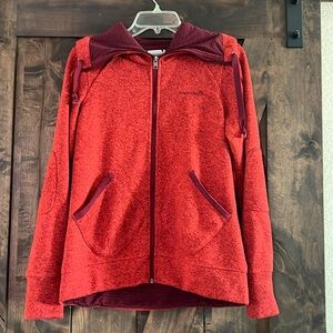 Red zip up jacket